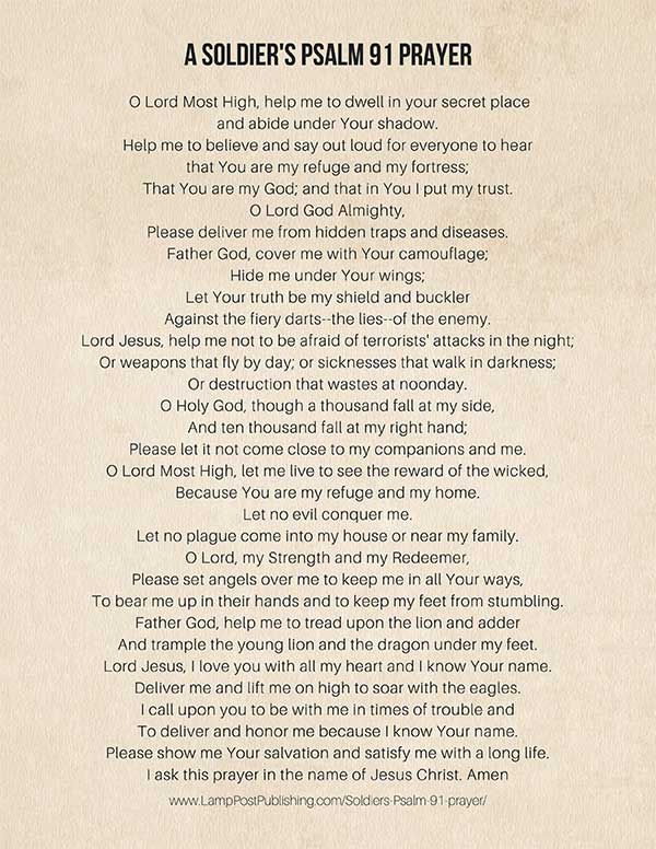 Soldier's Prayer - A Psalm 91 Prayer for Soldiers • Lamp Post Publishing