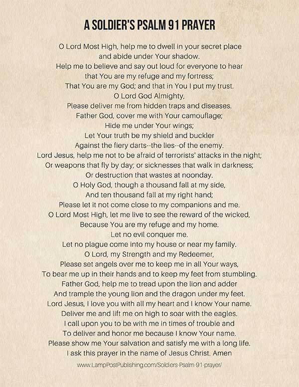 Soldier s Prayer A Psalm 91 Prayer For Soldiers Lamp Post Publishing